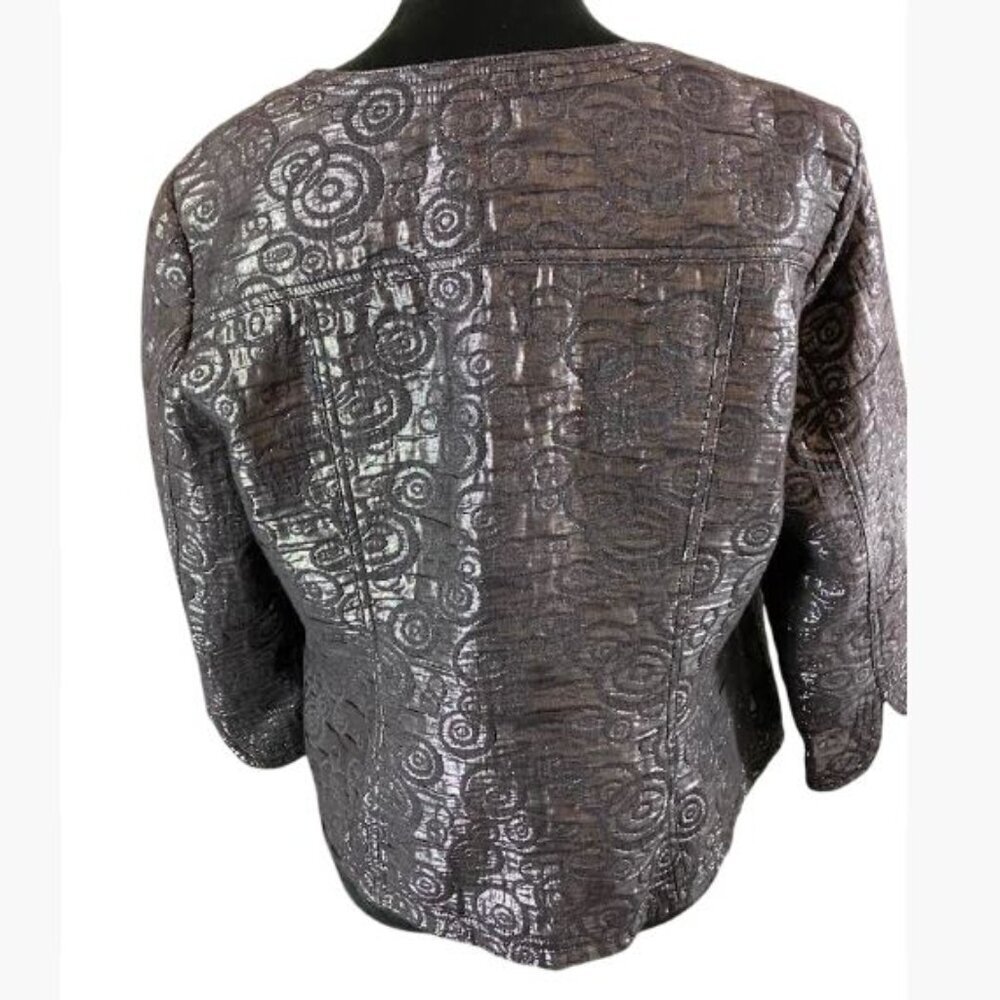 Ruby Rd Geometric Patterned Jacket in Gunmetal Grey Size 10 EUC - Picture 7 of 10
